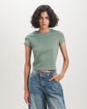 Crop Top Verde,VERDE EMPOLVADO