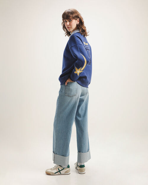 Jeans Wide Leg Efecto Lavado