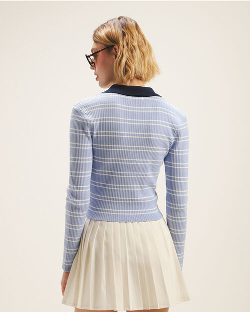 Polo Manga Larga Azul