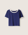 Crop Top Ringer,AZUL MARINO