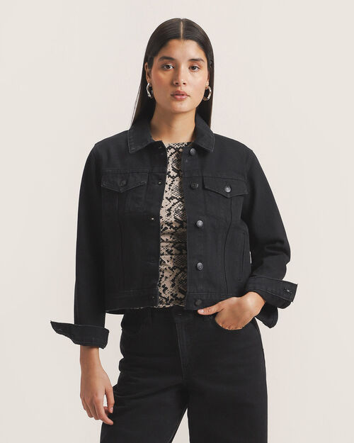 Chamarra Negra Fit Regular