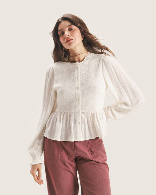 Blusa Plisada Blanca