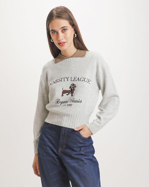 Su&eacute;ter Gris Varsity