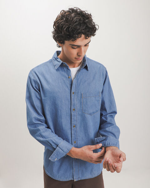 Camisa Azul Bolsillo