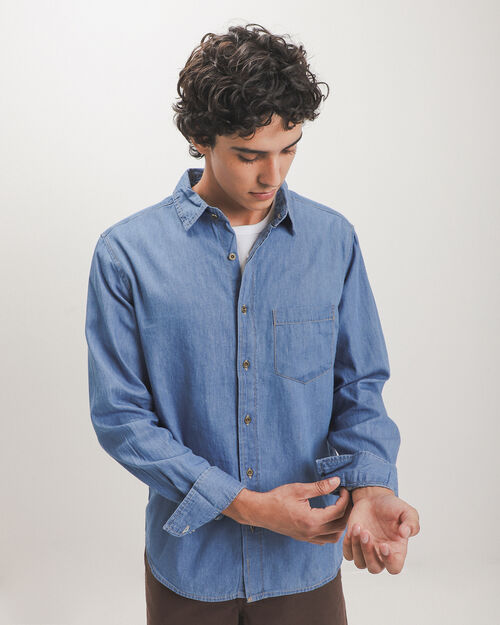 Camisa Azul Bolsillo