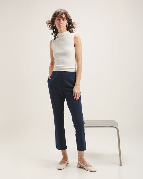 Pantalón Straight Cropped Azul