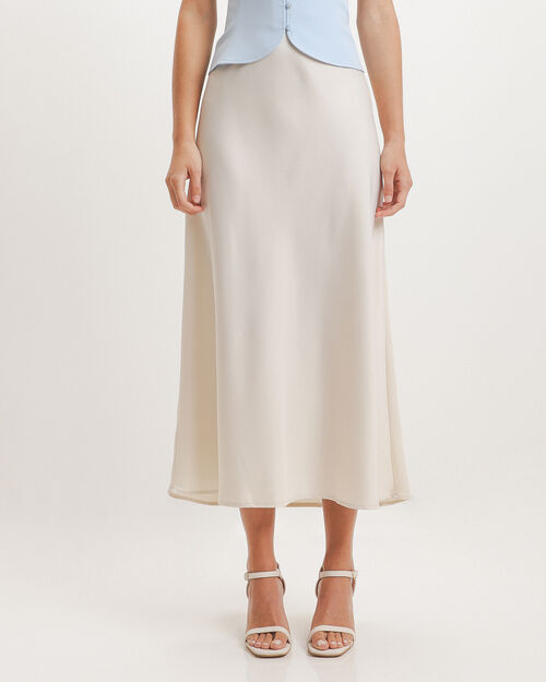 Falda Midi Beige