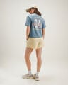 Playera Beige Manga Corta,AZUL EMPOLVADO