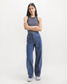 Jeans Fit Wide Leg Azul,AZUL ACERO
