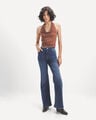 Jeans Flare Efecto Lavado,AZUL EMPOLVADO