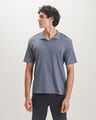 Polo Tejido Acanalado,AZUL EMPOLVADO