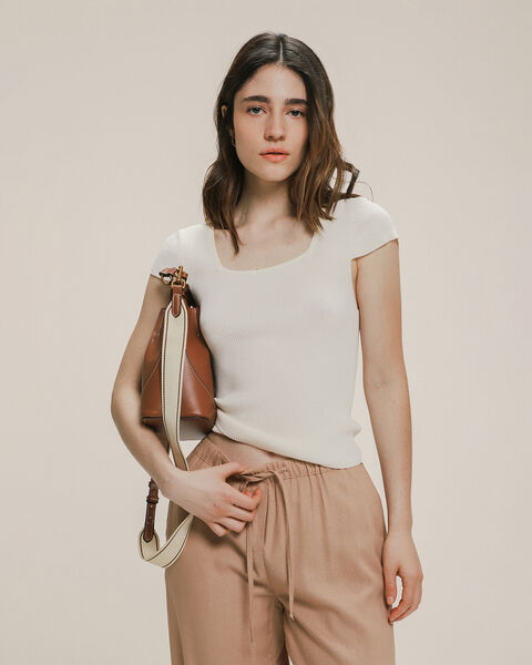 Top Manga Corta Beige
