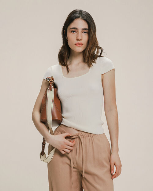Top Manga Corta Beige