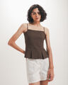 Blusa Blanca Tirantes,CAFE