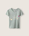 Playera Manga Corta Flores,AZUL EMPOLVADO