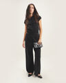 Pantalón Cintura Elástica Gris,NEGRO
