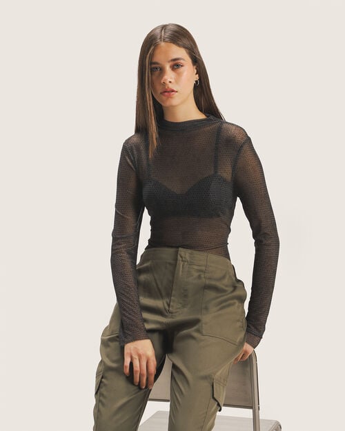 Top Manga Larga Mesh