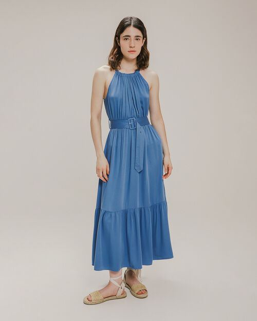 Vestido Halter Con Cinturón