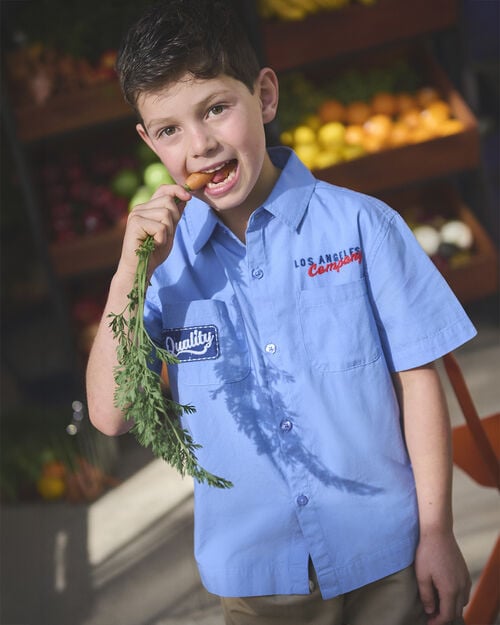 Camisa Azul Estampada