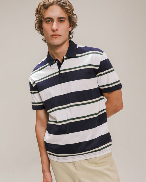 Polo Relaxed Azul Rayas