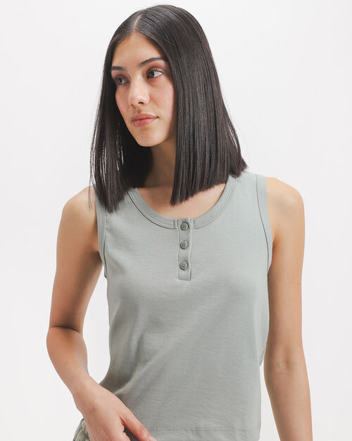 Tank Top Verde Tejido