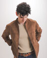 Chamarra Bomber Gamuza,CARAMELO