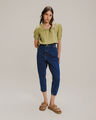 Jeans Baggy Paper Bag Cropped,AZUL MARINO