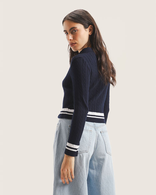 Polo Cropped Azul