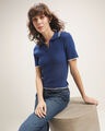 Polo Cropped Azul,AZUL ULTRAMAR