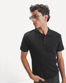 Polo Blanca Textura,NEGRO
