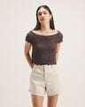 Top Beige Eyelet,CAFE