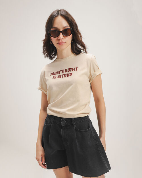 Playera Estampada Beige