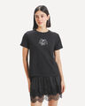 Playera Negra Estampada,NEGRO
