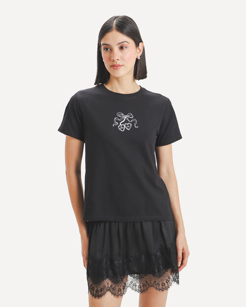 Playera Negra Estampada