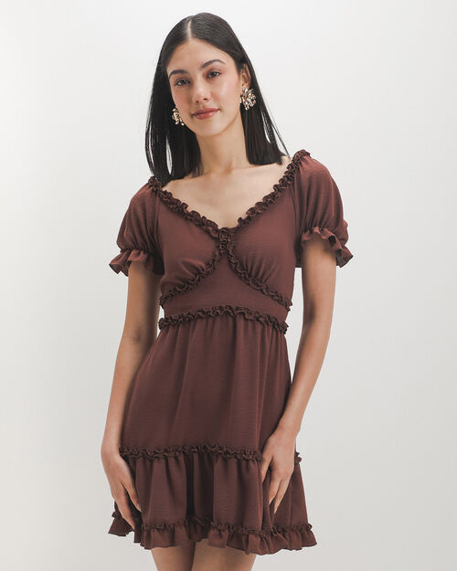 Vestido Corto Caf&eacute;