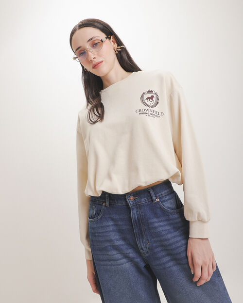 Sudadera Beige Estampada