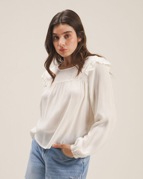 Blusa Beige Manga Larga