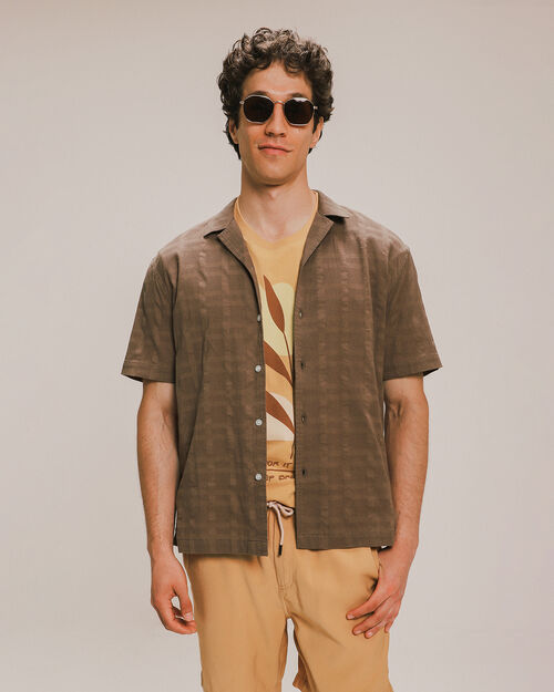 Camisa Fit Relaxed Café