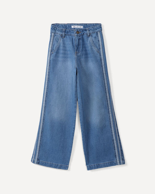 Wide Leg Jeans Cintas Laterales