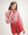 Camisa Relaxed Rayas,ROJO