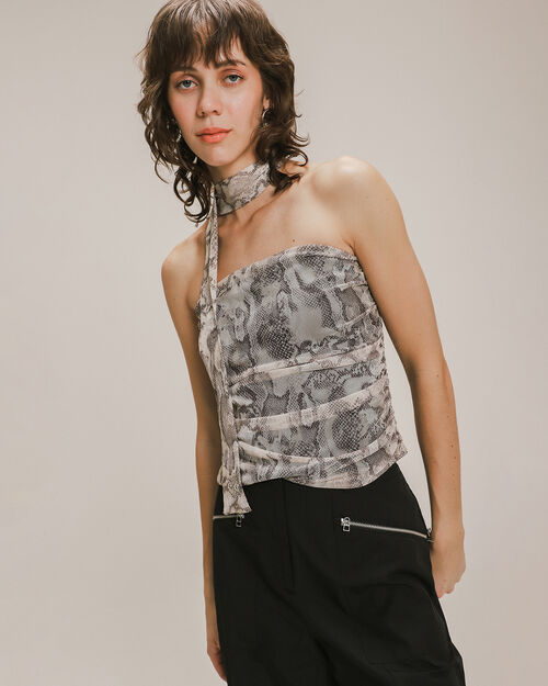 Top Strapless Animal Print