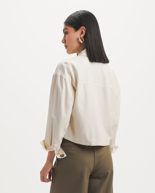 Chamarra Cropped Beige