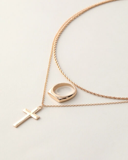 Set Anillo Y Collar Dorado