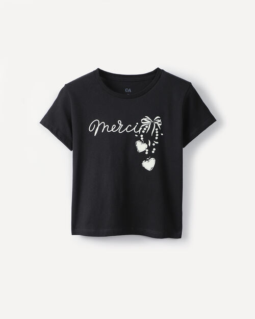 Playera Negra Estampada
