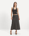 Falda Midi Estampada,NEGRO
