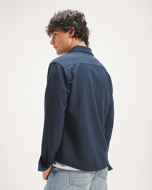 Polo Manga Larga Azul