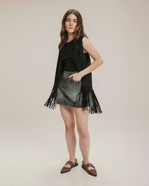 Chaleco Flecos Negro