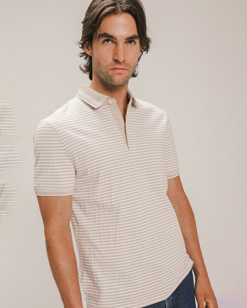 Polo Rayas Beige