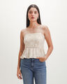 Blusa Peplum Crochet,CREMA
