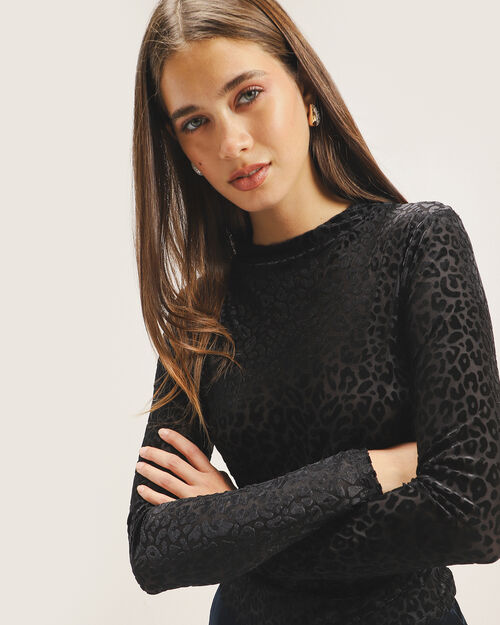 Top Mesh Animal Print